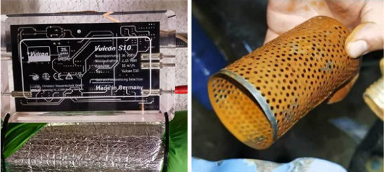 Four Season Village mineral descaler water softener rust before