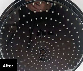 Shower head 10 months after Vulcan installation - clean and scale-free