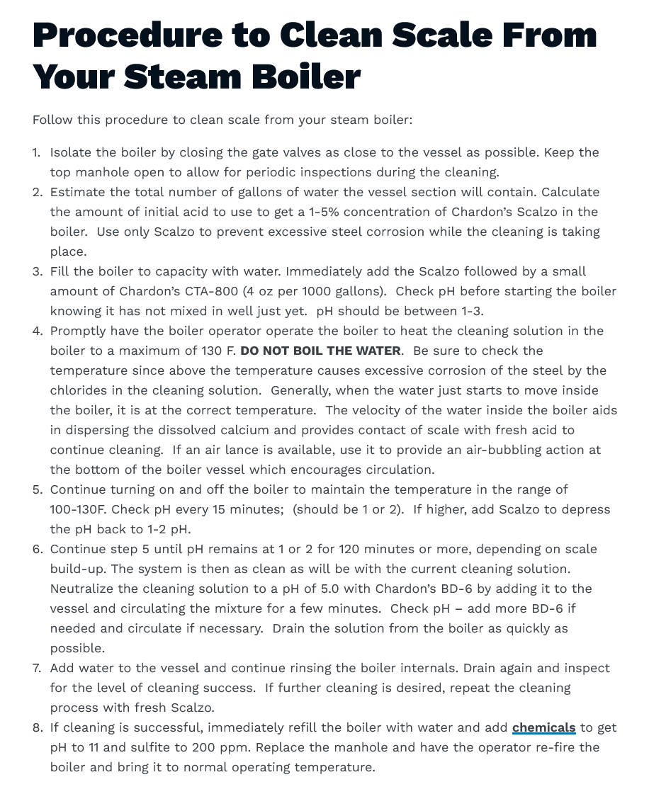 steps to descale your steam boiler