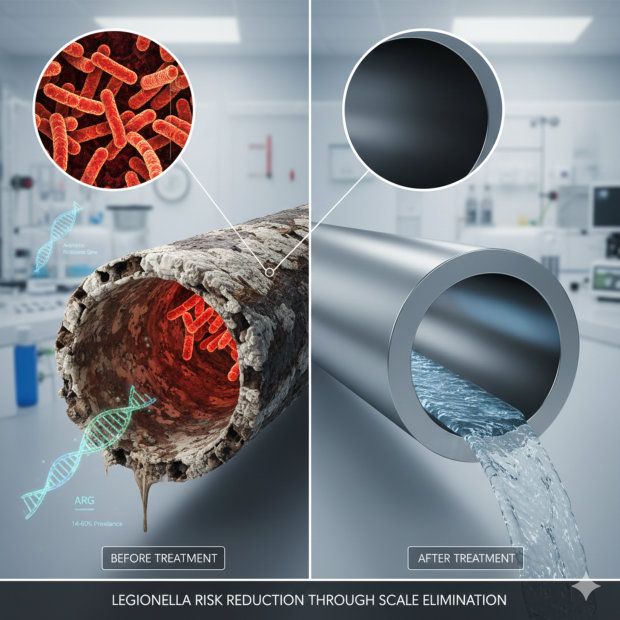 hard water softener mineral scale Legionella