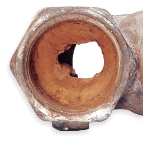 mineral scale inside pipe fitting residential remove